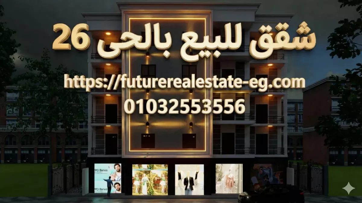 شقق للبيع في العاشر من رمضان – مشروع الحي 26 مجاورة 4 على الطريق الرئيسي (150م و180م)